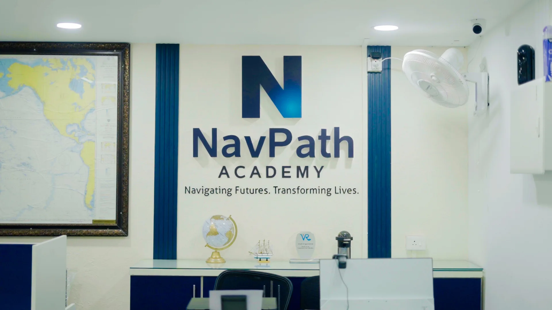 NavPath Academy reception and brand wall