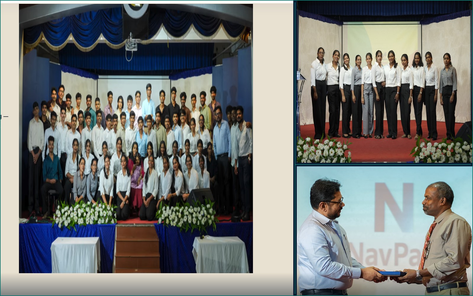 Collage of students and award moments at a NavPath Academy celebration