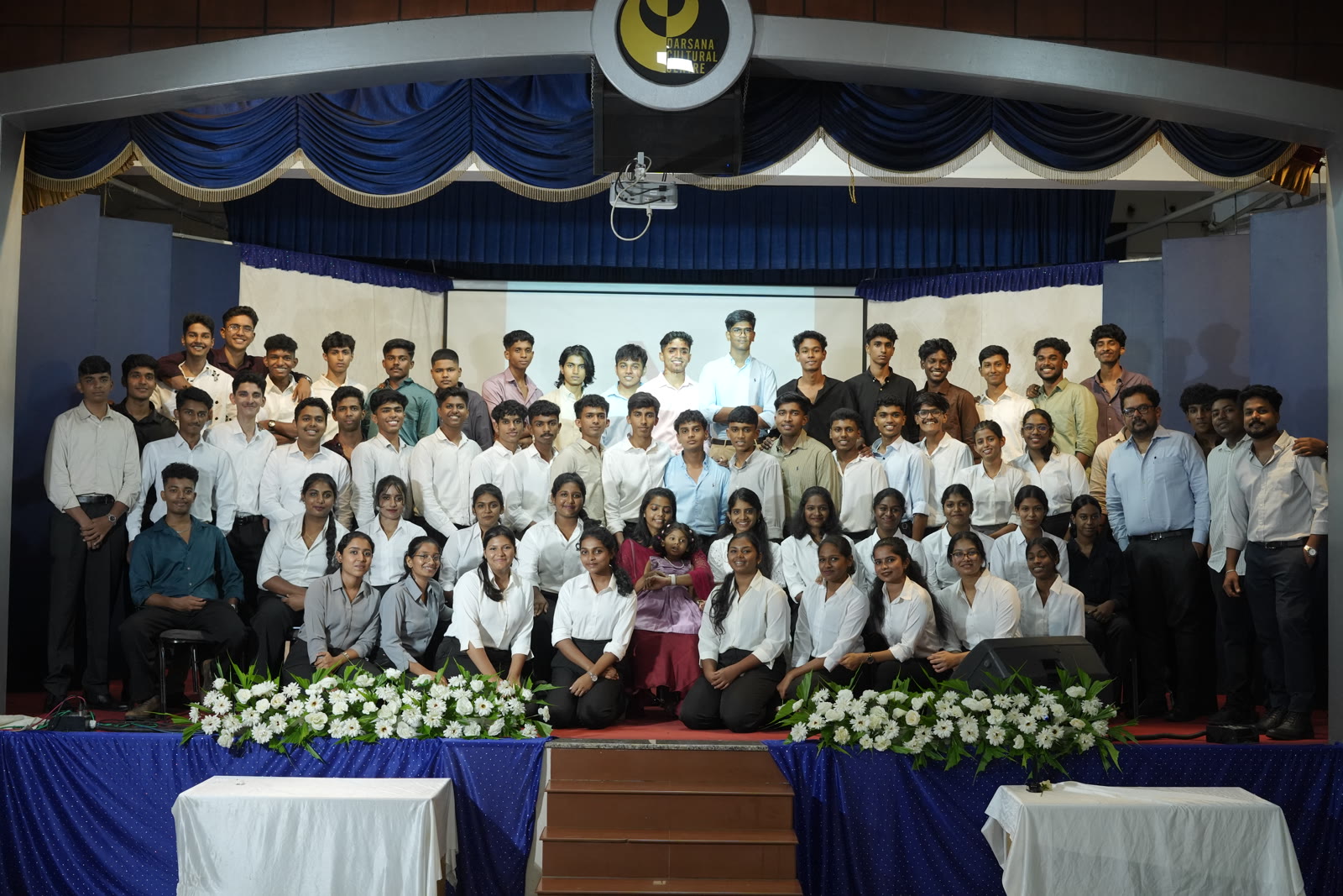 Crash-course students on stage at their batch farewell