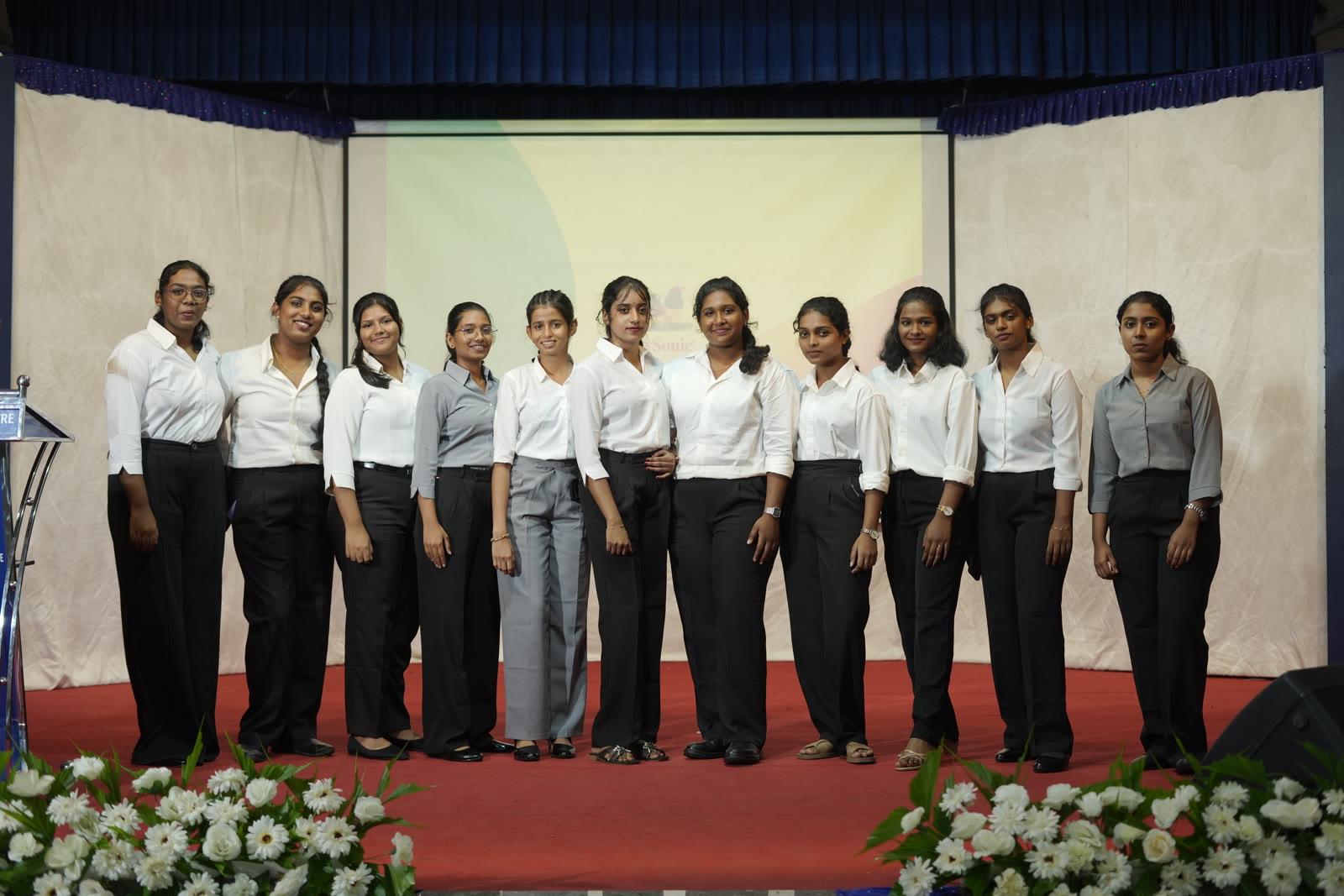 Women Merchant Navy aspirants on stage at NavPath Academy