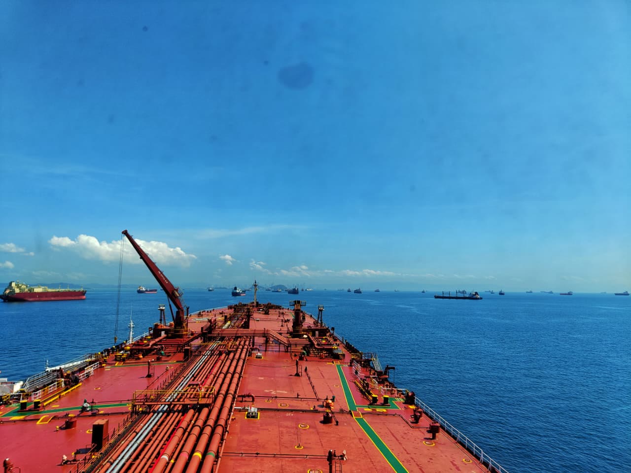An oil tanker at sea in calm water