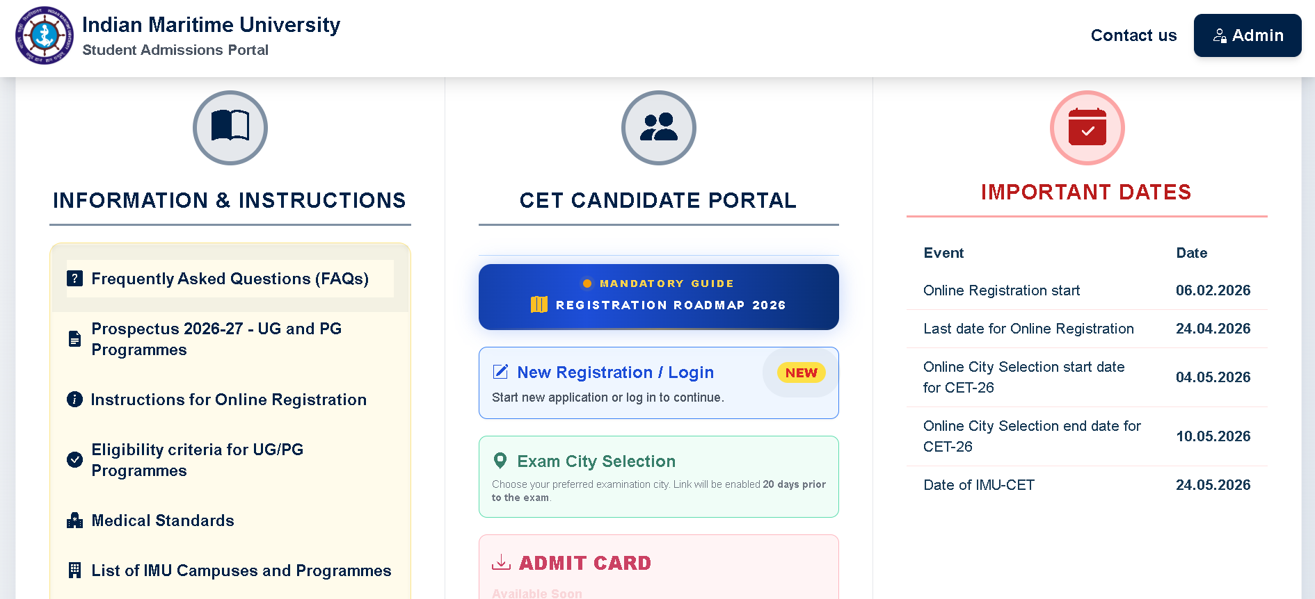 imu cet official website